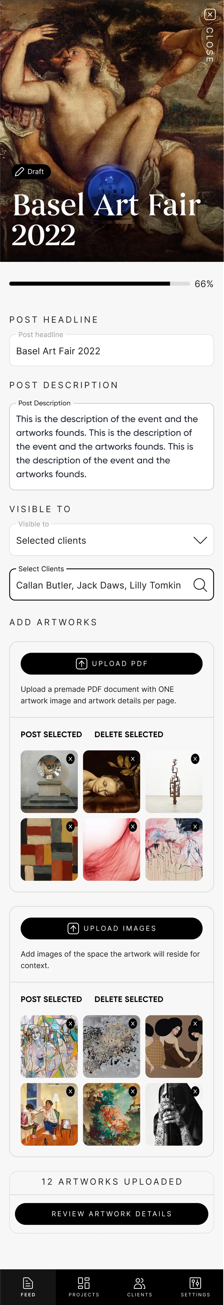 Art Advisor One client screen on mobile