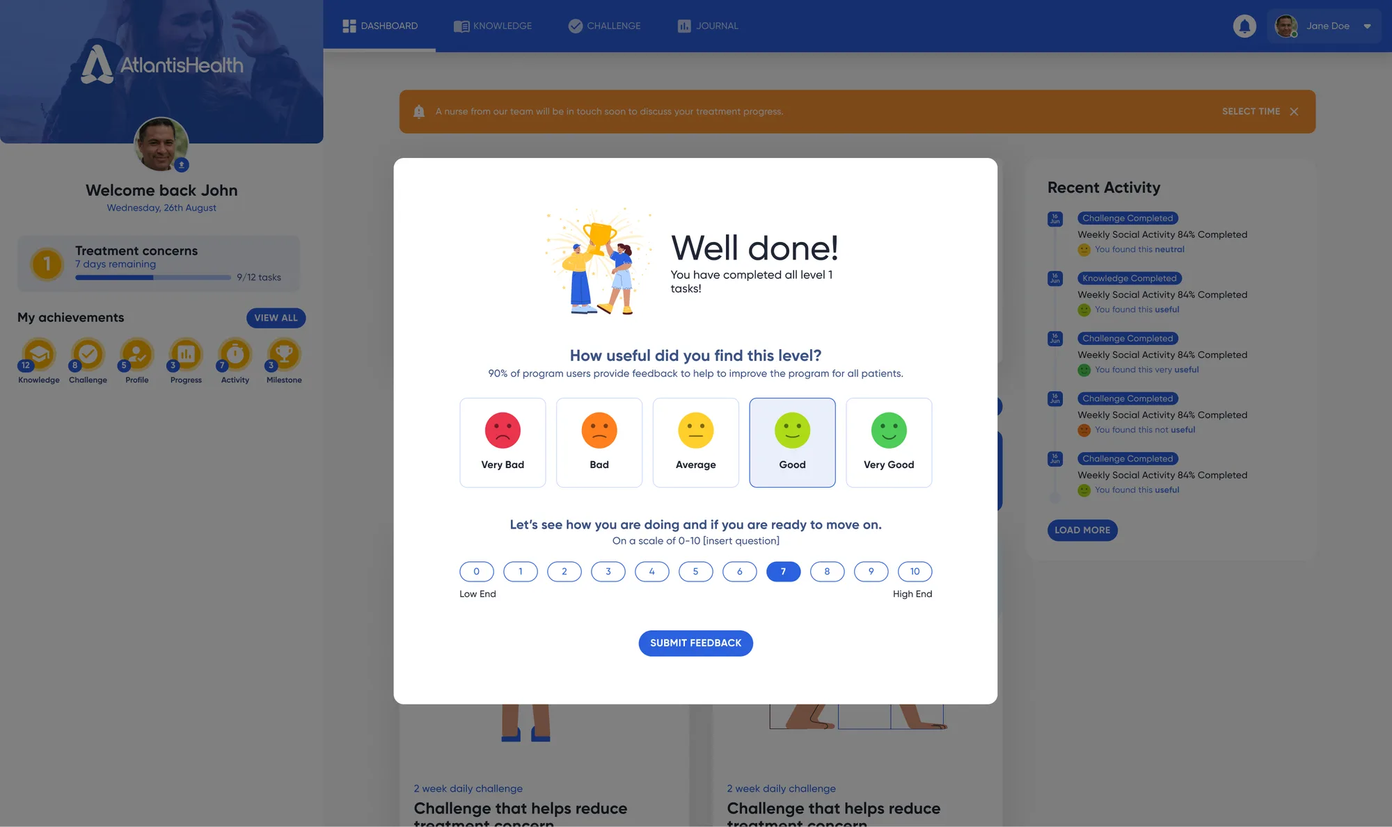 Atlantis Health complete screen