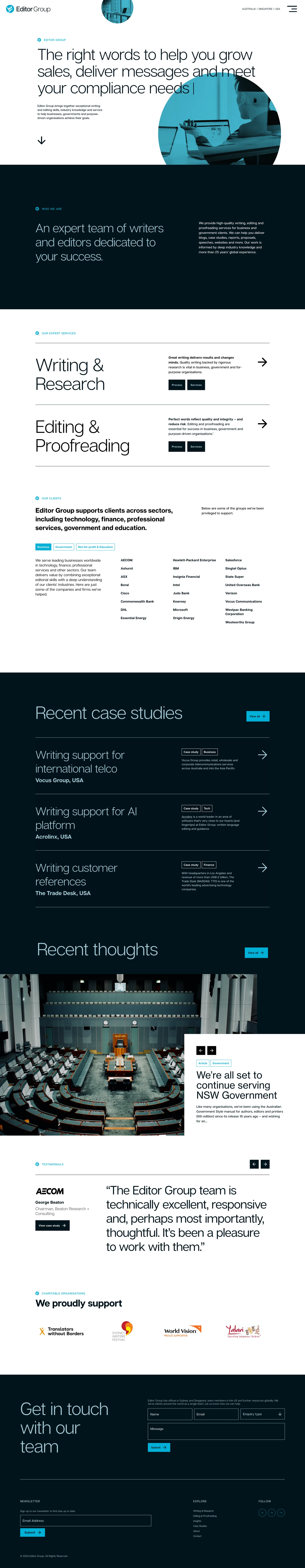 Editor Group home screen