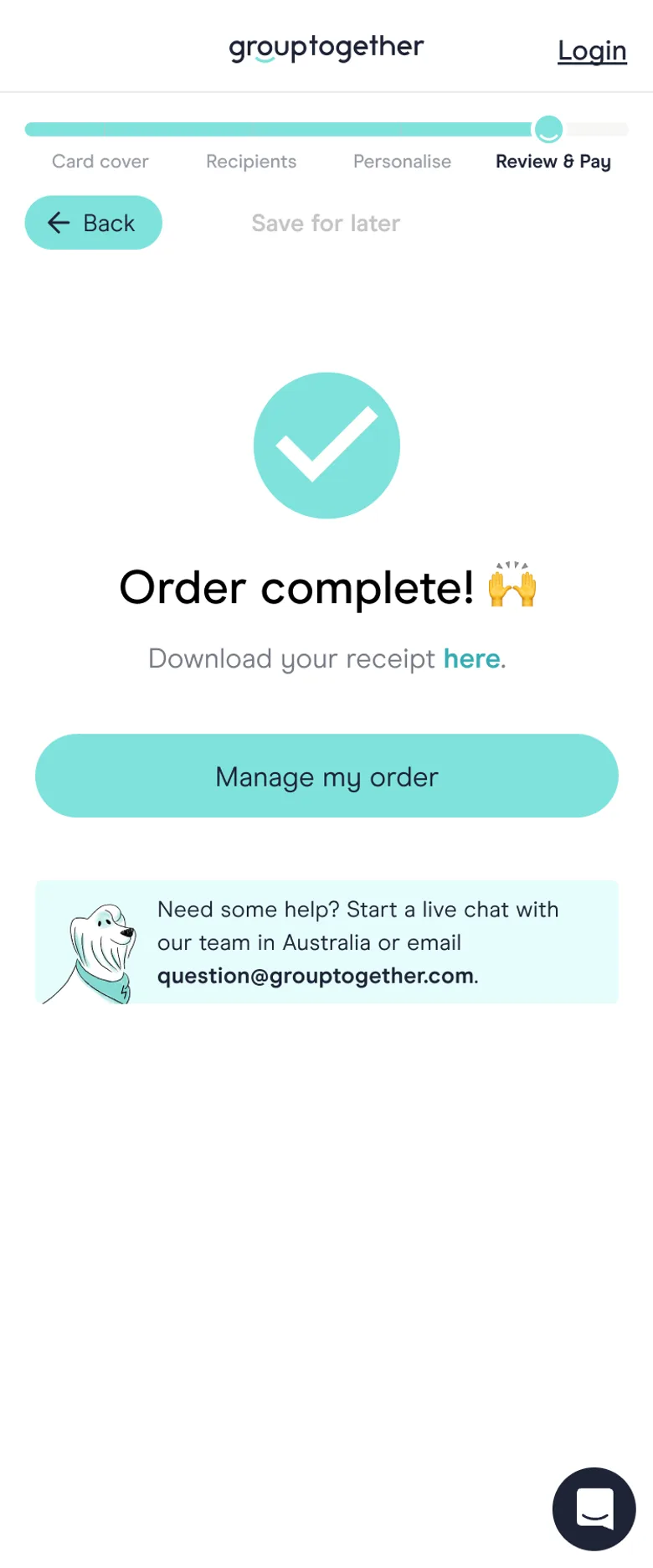 GroupTogether complete screen on mobile