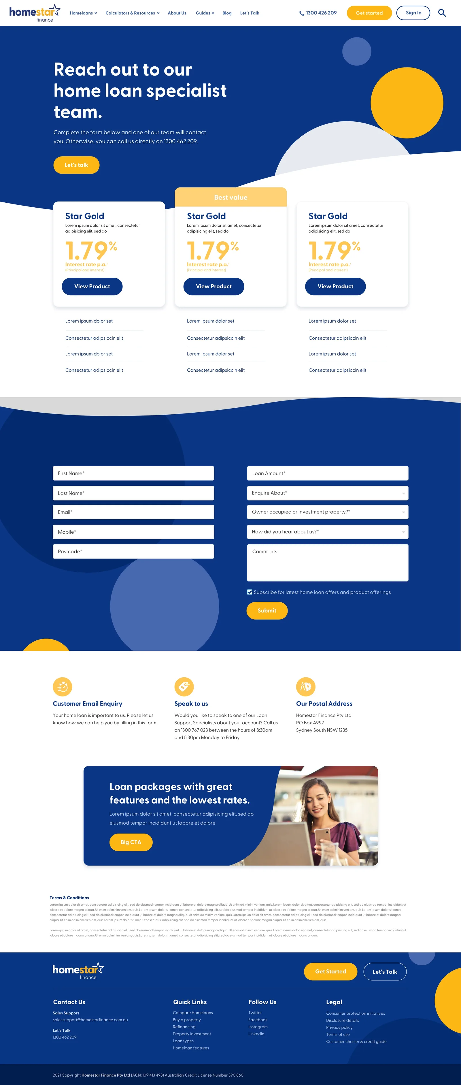 Homestar Finance contact screen