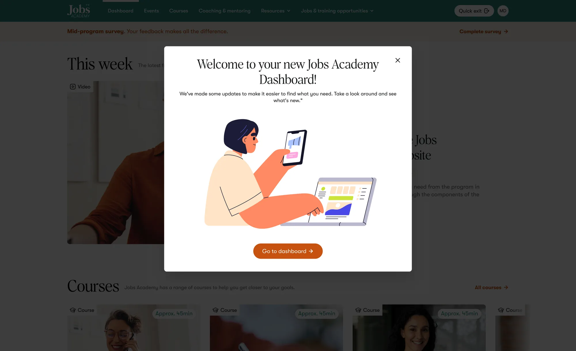 Jobs Academy welcome screen