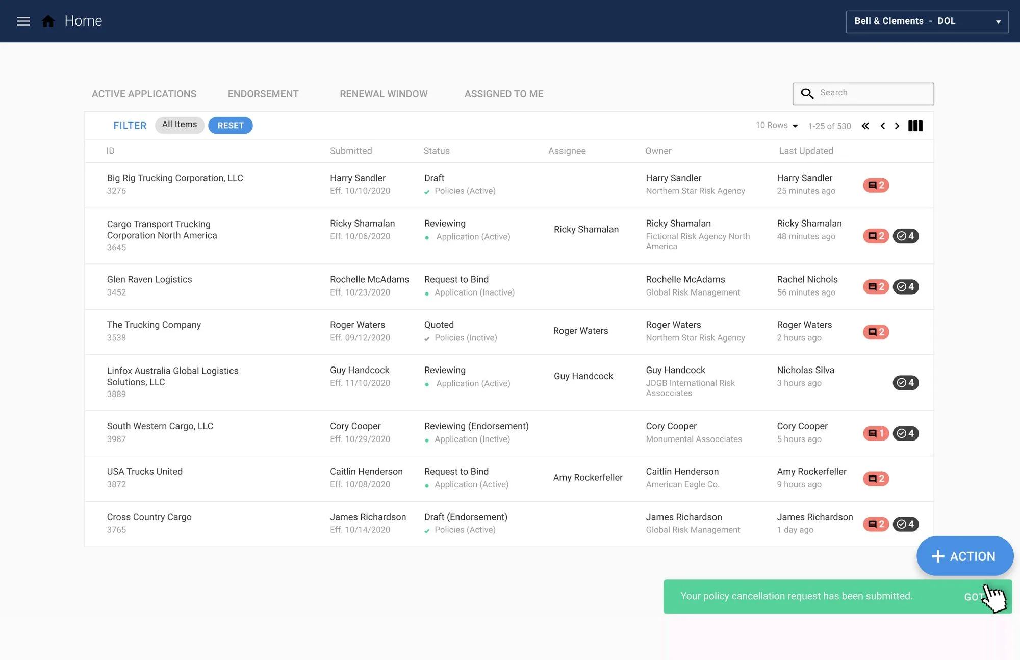 PolicyFly cancellation screen