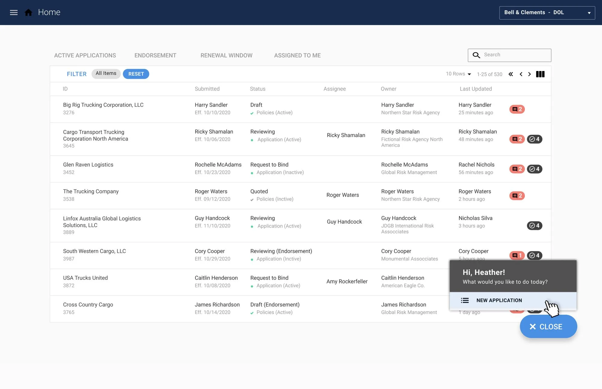 PolicyFly home screen