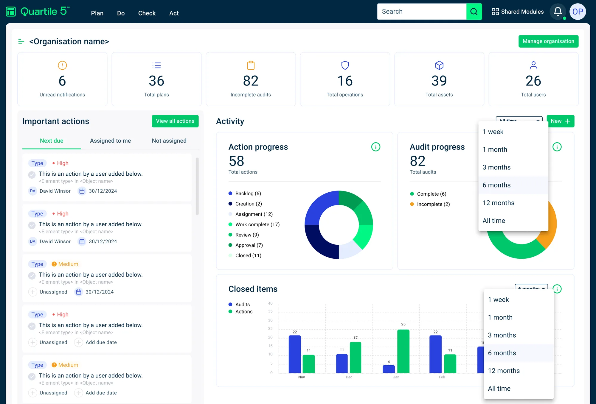 Quartile 5 dashboard screen