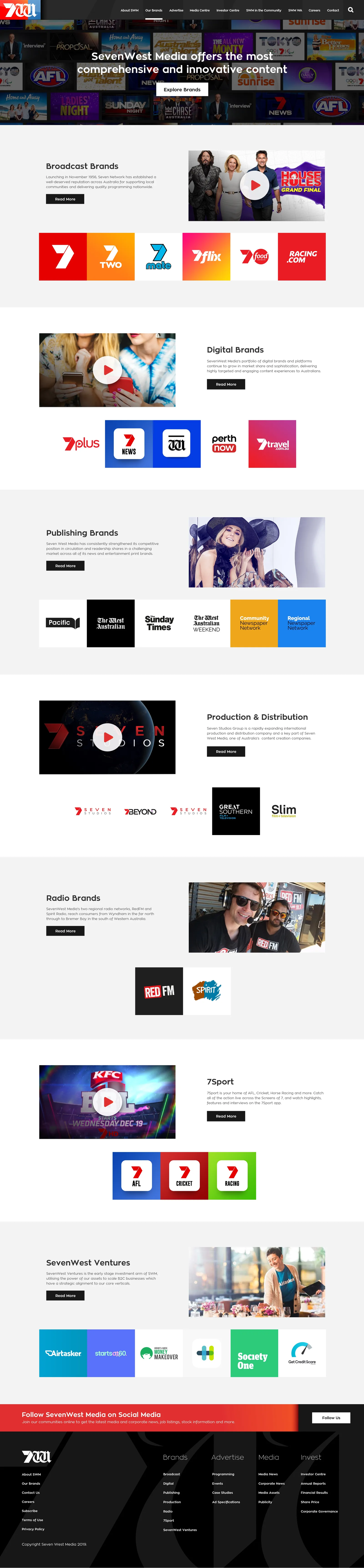 Seven West Media brands screen