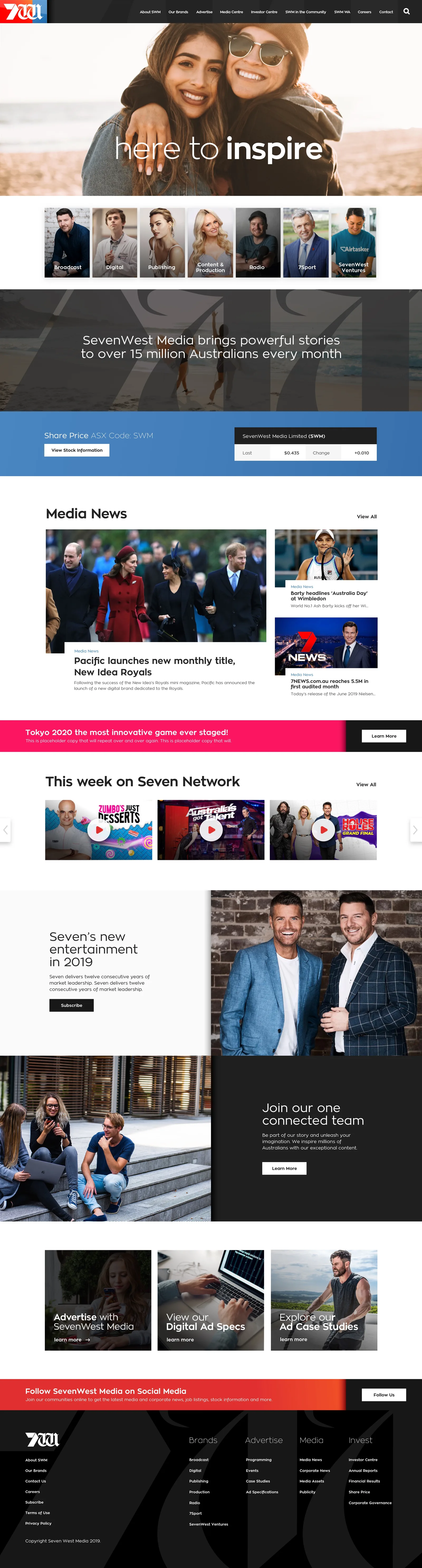 Seven West Media home screen